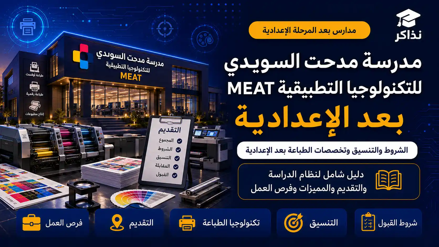 مدرسة مدحت السويدي للتكنولوجيا التطبيقية MEAT 2027.. الشروط والتنسيق وتخصصات الطباعة بعد الإعدادية
