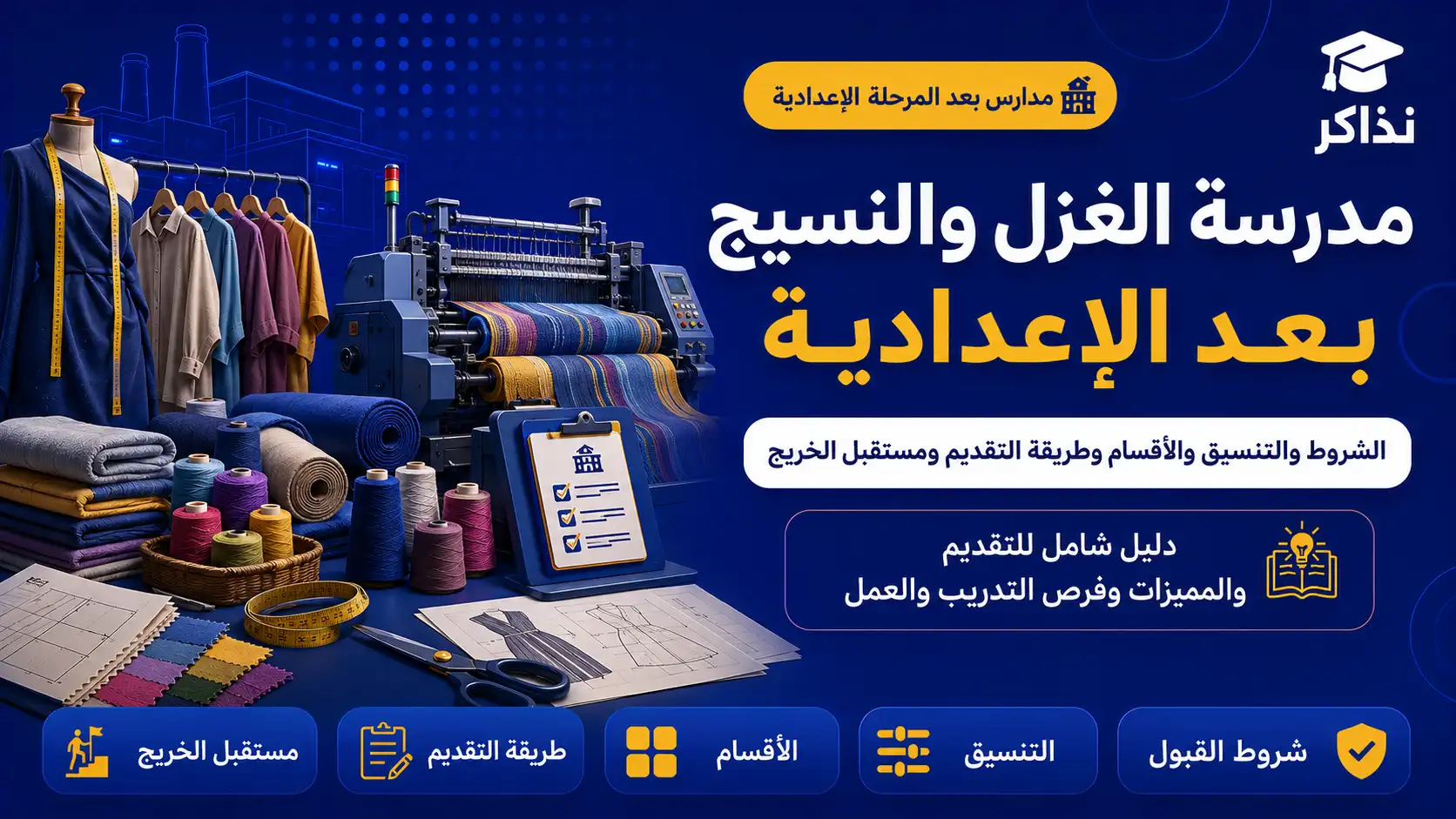 مدرسة الغزل والنسيج بعد الإعدادية 2027.. الشروط والتنسيق والأقسام وطريقة التقديم ومستقبل الخريج