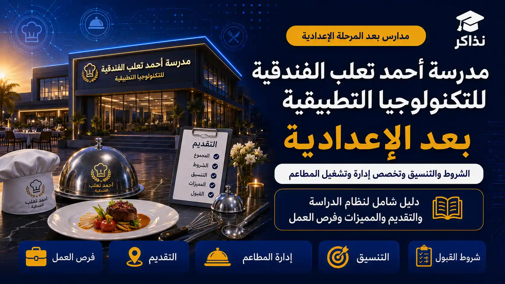 مدرسة أحمد تعلب الفندقية للتكنولوجيا التطبيقية 2027.. الشروط والتنسيق وتخصص إدارة وتشغيل المطاعم