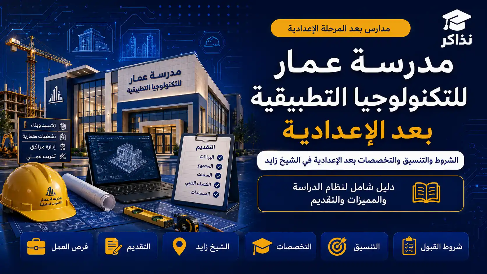 مدرسة عمار للتكنولوجيا التطبيقية 2027.. الشروط والتنسيق والتخصصات بعد الإعدادية في الشيخ زايد