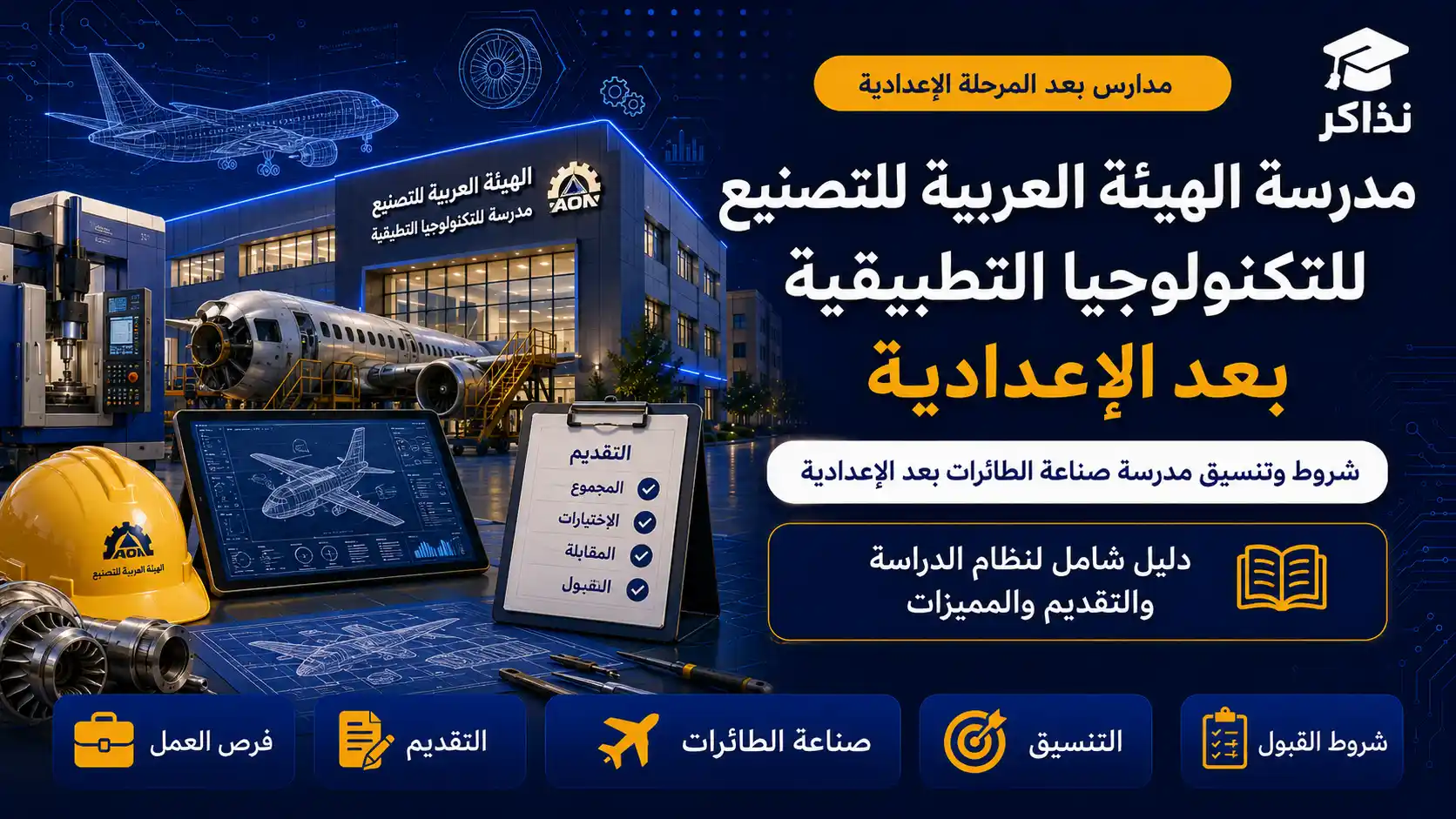 مدرسة الهيئة العربية للتصنيع للتكنولوجيا التطبيقية 2027.. شروط وتنسيق مدرسة صناعة الطائرات بعد الإعدادية