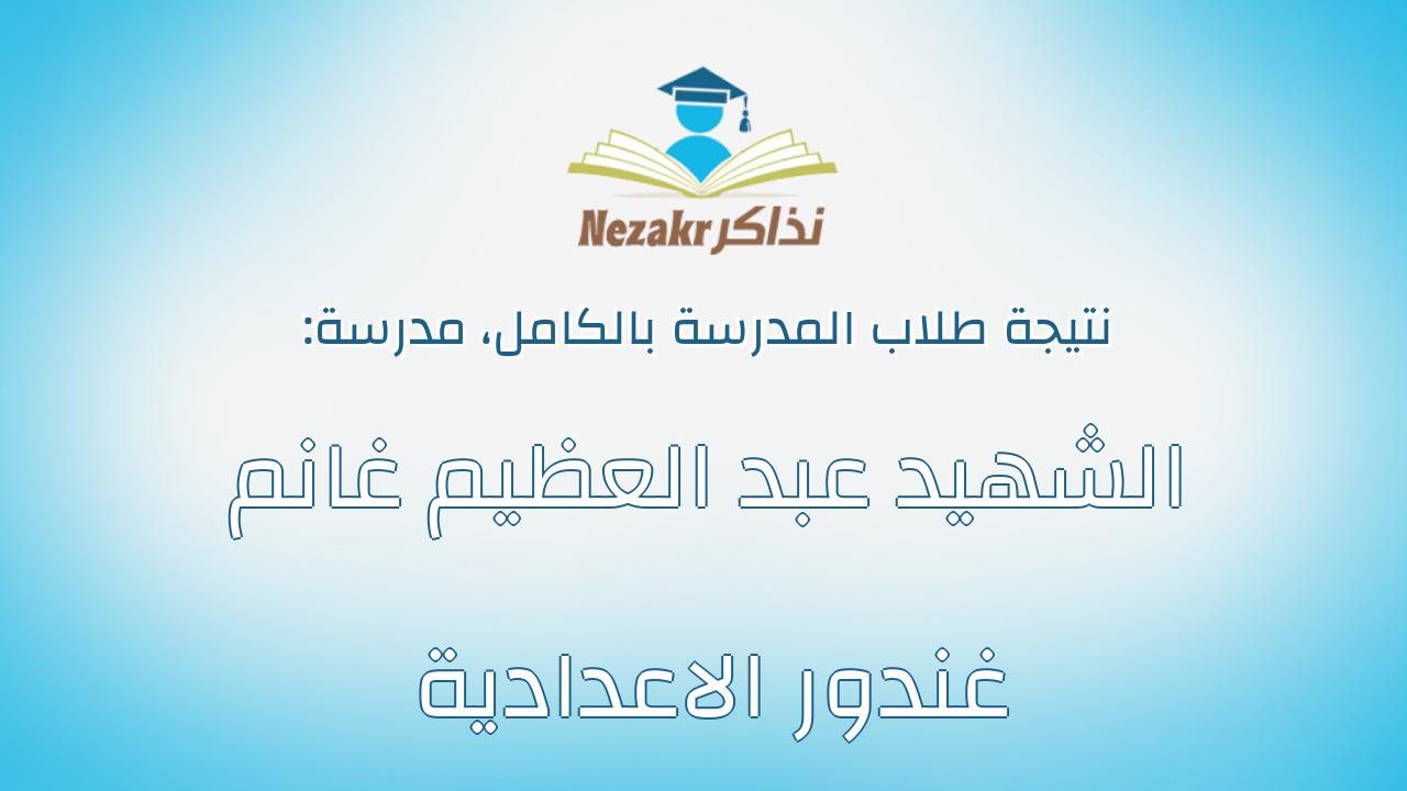 نتيجة مدرسة الشهيد عبد العظيم غانم غندور الاعدادية بالكامل