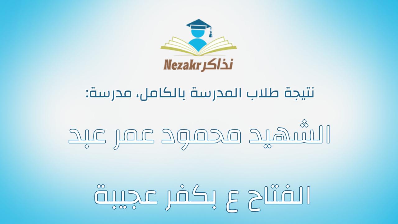 نتيجة مدرسة الشهيد محمود عمر عبد الفتاح ع بكفر عجيبة بالكامل