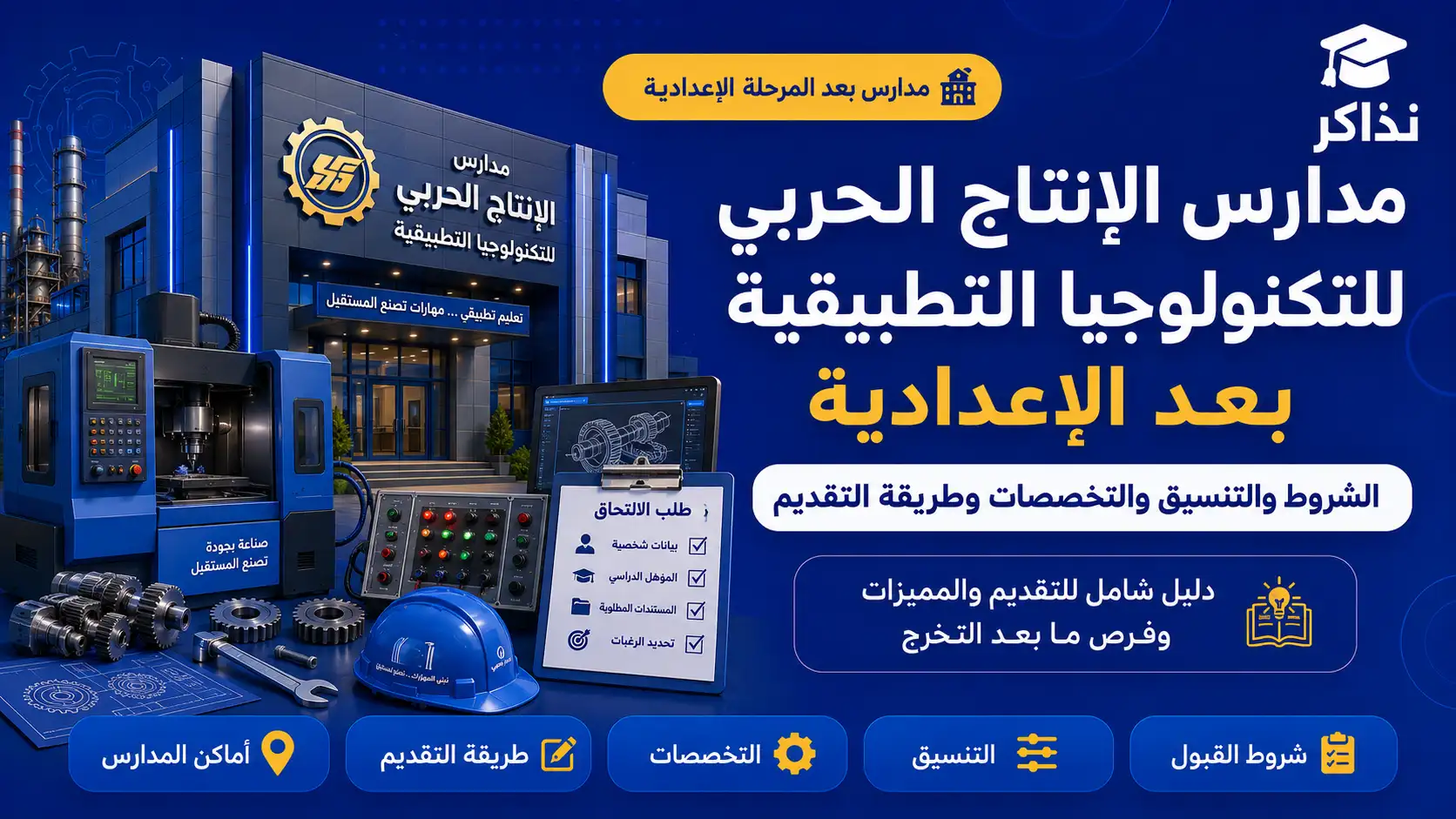 مدارس الإنتاج الحربي للتكنولوجيا التطبيقية بعد الإعدادية 2027 .. الشروط والتنسيق والتخصصات وطريقة التقديم