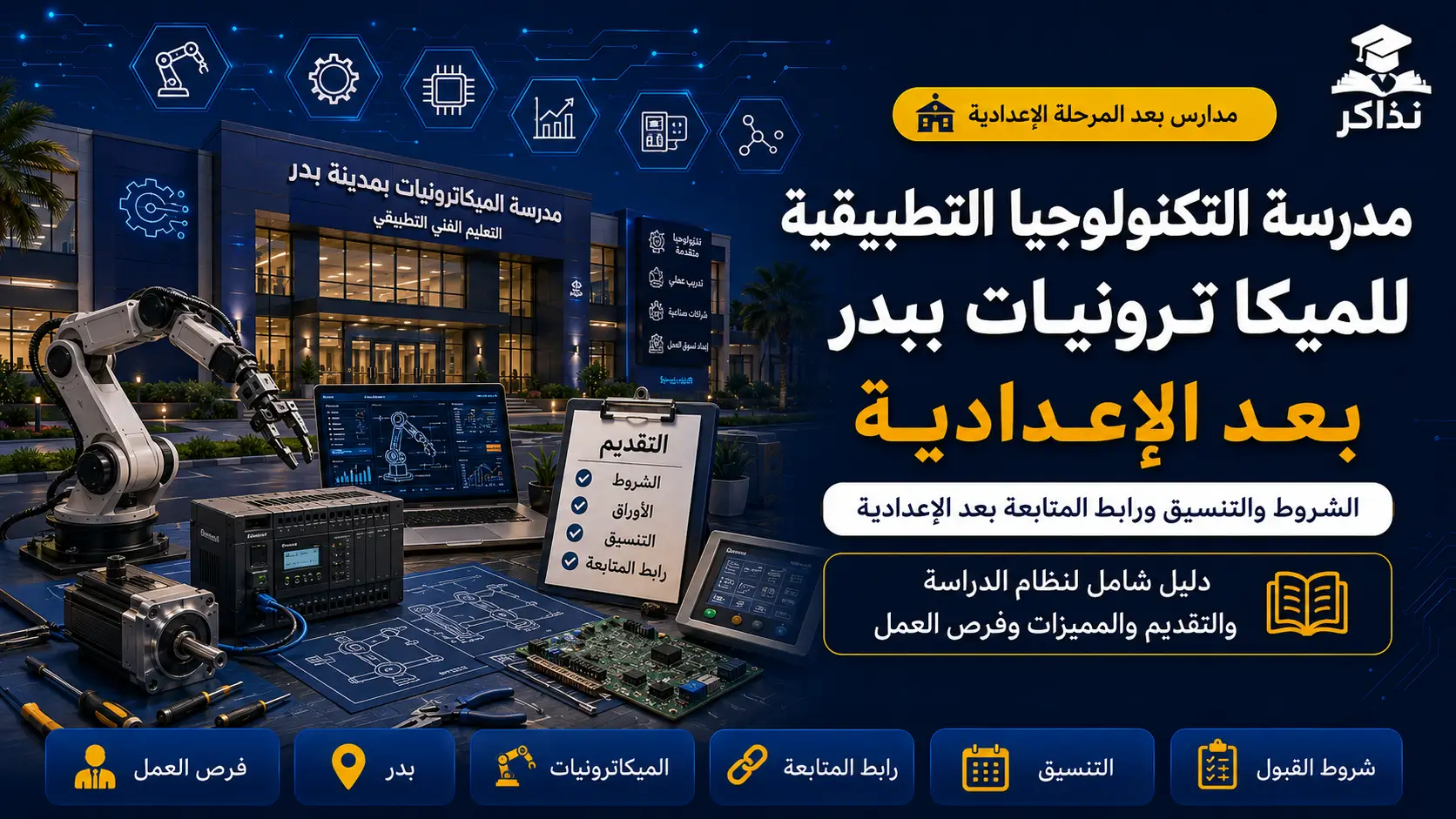 مدرسة التكنولوجيا التطبيقية للميكاترونيات ببدر 2027.. الشروط والتنسيق ورابط المتابعة بعد الإعدادية