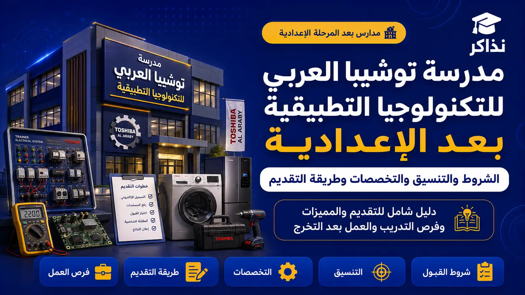 مدرسة توشيبا العربي للتكنولوجيا التطبيقية بعد الإعدادية 2027.. الشروط والتنسيق والتخصصات وطريقة التقديم